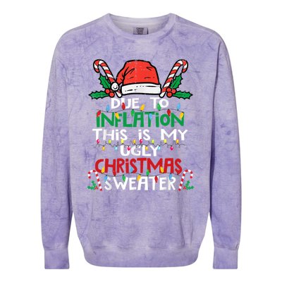 Funny Due To Inflation Ugly Christmas Sweater Gift Colorblast Crewneck Sweatshirt