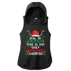 Funny Due To Inflation Ugly Christmas Sweater Gift Ladies PosiCharge Tri-Blend Wicking Draft Hoodie Tank