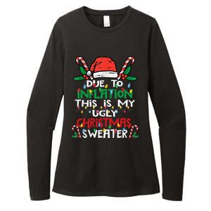 Funny Due To Inflation Ugly Christmas Sweater Gift Womens CVC Long Sleeve Shirt