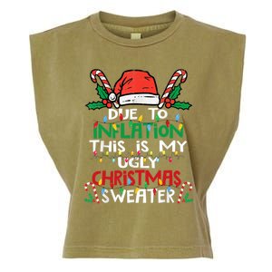 Funny Due To Inflation Ugly Christmas Sweater Gift Garment-Dyed Women's Muscle Tee