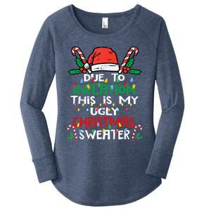 Funny Due To Inflation Ugly Christmas Sweater Gift Women's Perfect Tri Tunic Long Sleeve Shirt