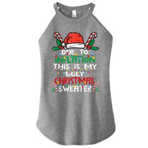 Funny Due To Inflation Ugly Christmas Sweater Gift Women's Perfect Tri Rocker Tank