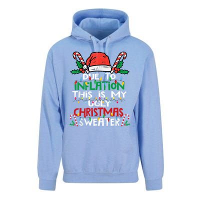 Funny Due To Inflation Ugly Christmas Sweater Gift Unisex Surf Hoodie