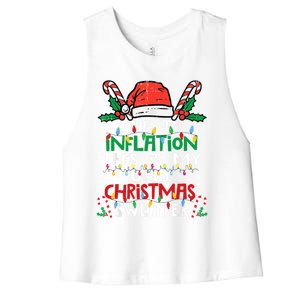 Funny Due To Inflation Ugly Christmas Sweater Gift Women's Racerback Cropped Tank