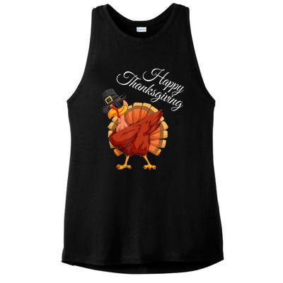 Funny Dabbing Turkey Happy Thanksgiving Gift Ladies PosiCharge Tri-Blend Wicking Tank