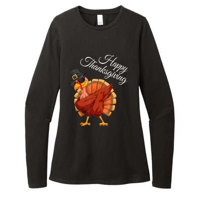 Funny Dabbing Turkey Happy Thanksgiving Gift Womens CVC Long Sleeve Shirt