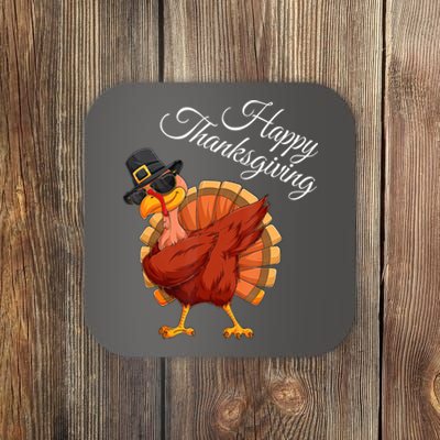 Funny Dabbing Turkey Happy Thanksgiving Gift Coaster