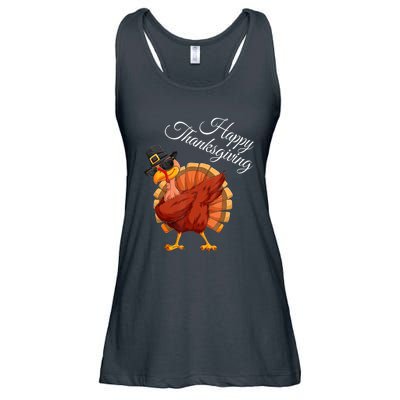 Funny Dabbing Turkey Happy Thanksgiving Gift Ladies Essential Flowy Tank