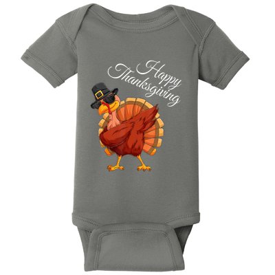 Funny Dabbing Turkey Happy Thanksgiving Gift Baby Bodysuit