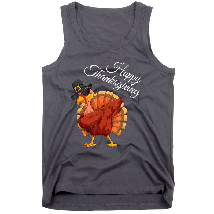 Funny Dabbing Turkey Happy Thanksgiving Gift Tank Top