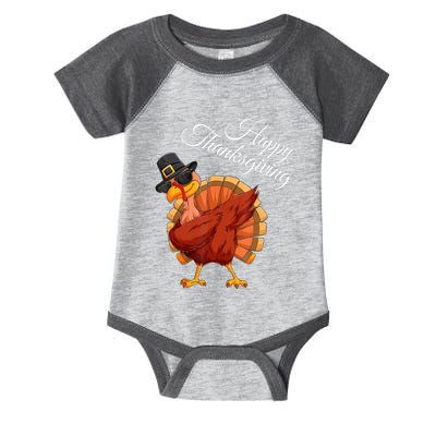 Funny Dabbing Turkey Happy Thanksgiving Gift Infant Baby Jersey Bodysuit