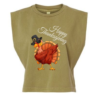 Funny Dabbing Turkey Happy Thanksgiving Gift Garment-Dyed Women's Muscle Tee