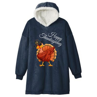 Funny Dabbing Turkey Happy Thanksgiving Gift Hooded Wearable Blanket