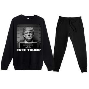 Free Donald Trump Mugshot Premium Crewneck Sweatsuit Set