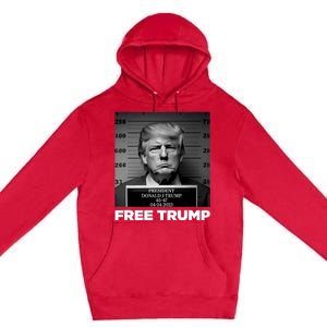 Free Donald Trump Mugshot Premium Pullover Hoodie