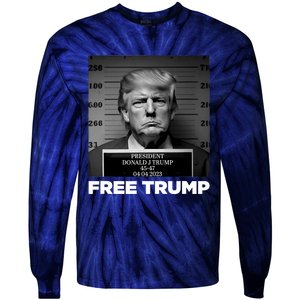 Free Donald Trump Mugshot Tie-Dye Long Sleeve Shirt