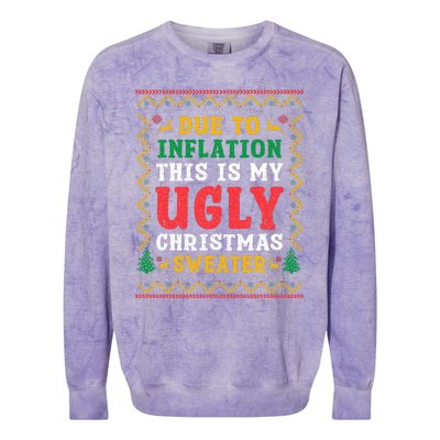 Funny Due to Inflation Ugly Christmas Sweaters Colorblast Crewneck Sweatshirt