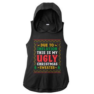 Funny Due to Inflation Ugly Christmas Sweaters Ladies PosiCharge Tri-Blend Wicking Draft Hoodie Tank