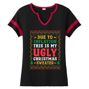 Funny Due to Inflation Ugly Christmas Sweaters Ladies Halftime Notch Neck Tee