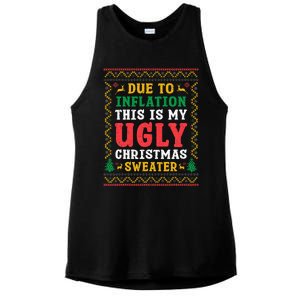 Funny Due to Inflation Ugly Christmas Sweaters Ladies PosiCharge Tri-Blend Wicking Tank