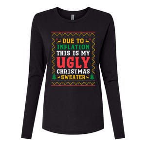 Funny Due to Inflation Ugly Christmas Sweaters Womens Cotton Relaxed Long Sleeve T-Shirt