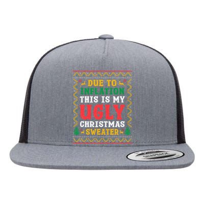 Funny Due to Inflation Ugly Christmas Sweaters Flat Bill Trucker Hat