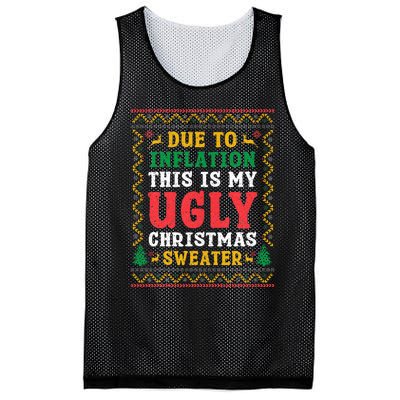 Funny Due to Inflation Ugly Christmas Sweaters Mesh Reversible Basketball Jersey Tank