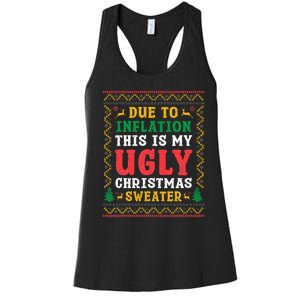 Funny Due to Inflation Ugly Christmas Sweaters Women's Racerback Tank