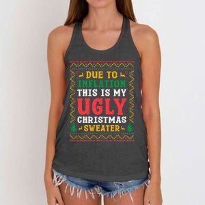 Funny Due to Inflation Ugly Christmas Sweaters Women's Knotted Racerback Tank