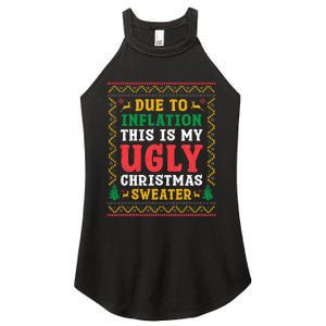 Funny Due to Inflation Ugly Christmas Sweaters Women's Perfect Tri Rocker Tank