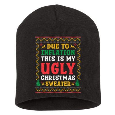 Funny Due to Inflation Ugly Christmas Sweaters Short Acrylic Beanie