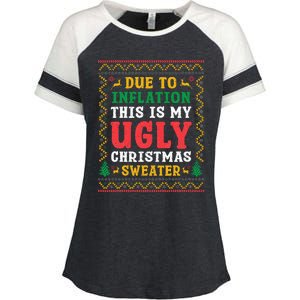 Funny Due to Inflation Ugly Christmas Sweaters Enza Ladies Jersey Colorblock Tee