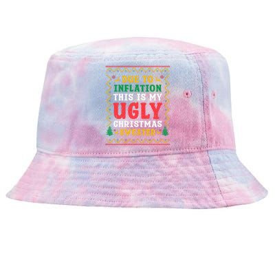 Funny Due to Inflation Ugly Christmas Sweaters Tie-Dyed Bucket Hat