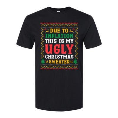 Funny Due to Inflation Ugly Christmas Sweaters Softstyle® CVC T-Shirt