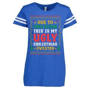 Funny Due to Inflation Ugly Christmas Sweaters Enza Ladies Jersey Football T-Shirt