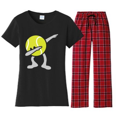 Funny Dabbing Tennis Ball Women's Flannel Pajama Set