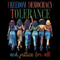 Freedom Democracy Tolerance And Justice For All Hands Off Drawstring Bag