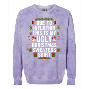 Funny Due To Inflation Ugly Christmas Sweaters Gift Colorblast Crewneck Sweatshirt