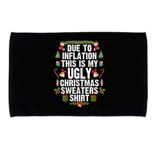 Funny Due To Inflation Ugly Christmas Sweaters Gift Microfiber Hand Towel