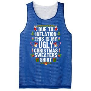 Funny Due To Inflation Ugly Christmas Sweaters Gift Mesh Reversible Basketball Jersey Tank