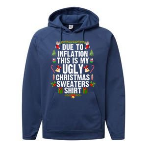 Funny Due To Inflation Ugly Christmas Sweaters Gift Performance Fleece Hoodie