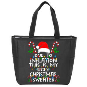 Funny Due To Inflation Ugly Christmas Sweaters For Women Zip Tote Bag