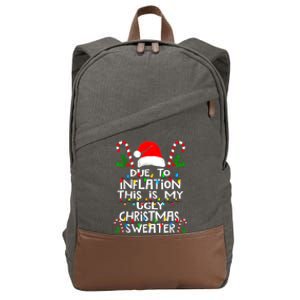 Funny Due To Inflation Ugly Christmas Sweaters For Women Cotton Canvas Backpack