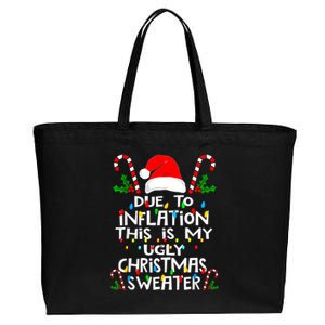 Funny Due To Inflation Ugly Christmas Sweaters For Women Cotton Canvas Jumbo Tote