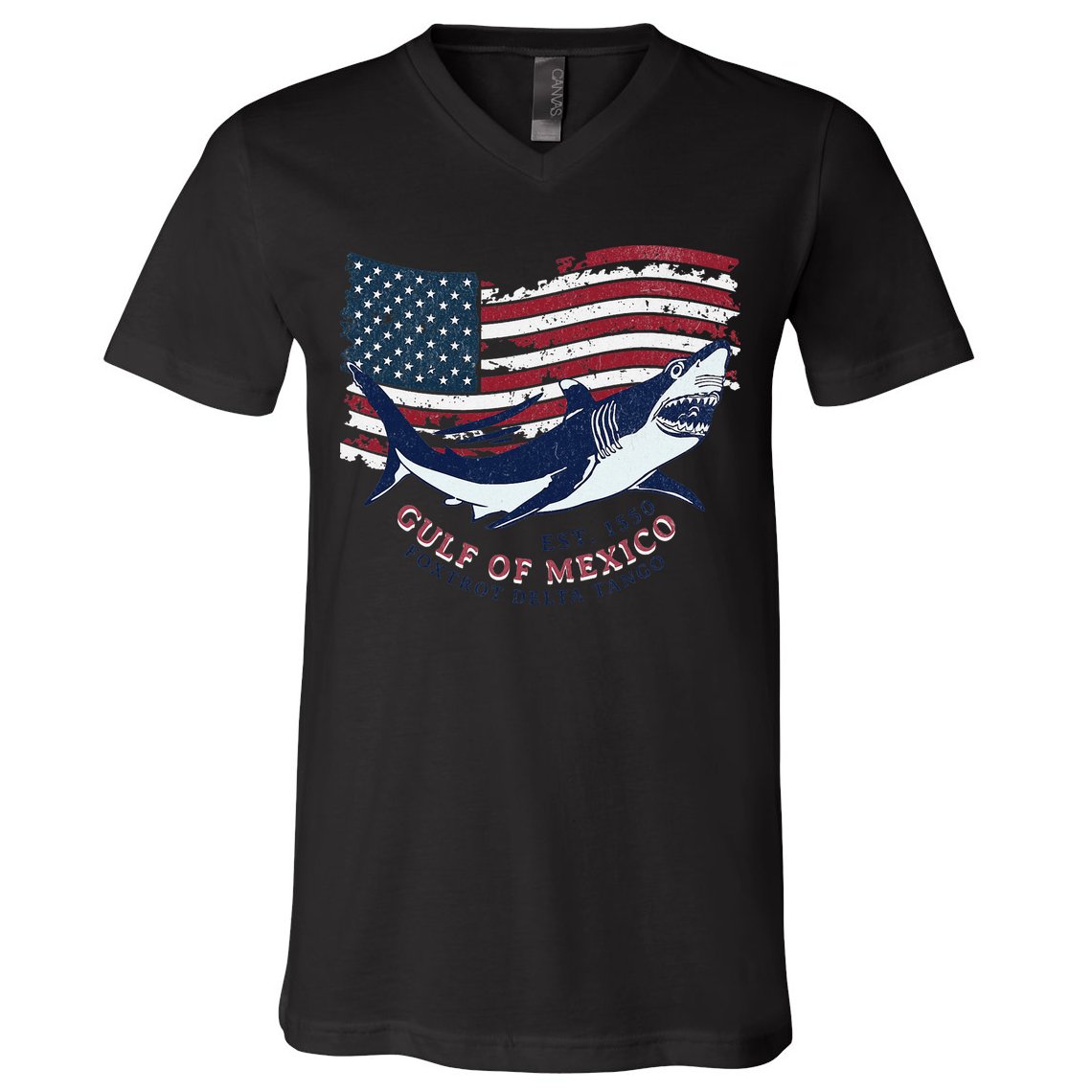 Foxtrot Delta Tango Shark Gulf Of Mexico Protest V-Neck T-Shirt
