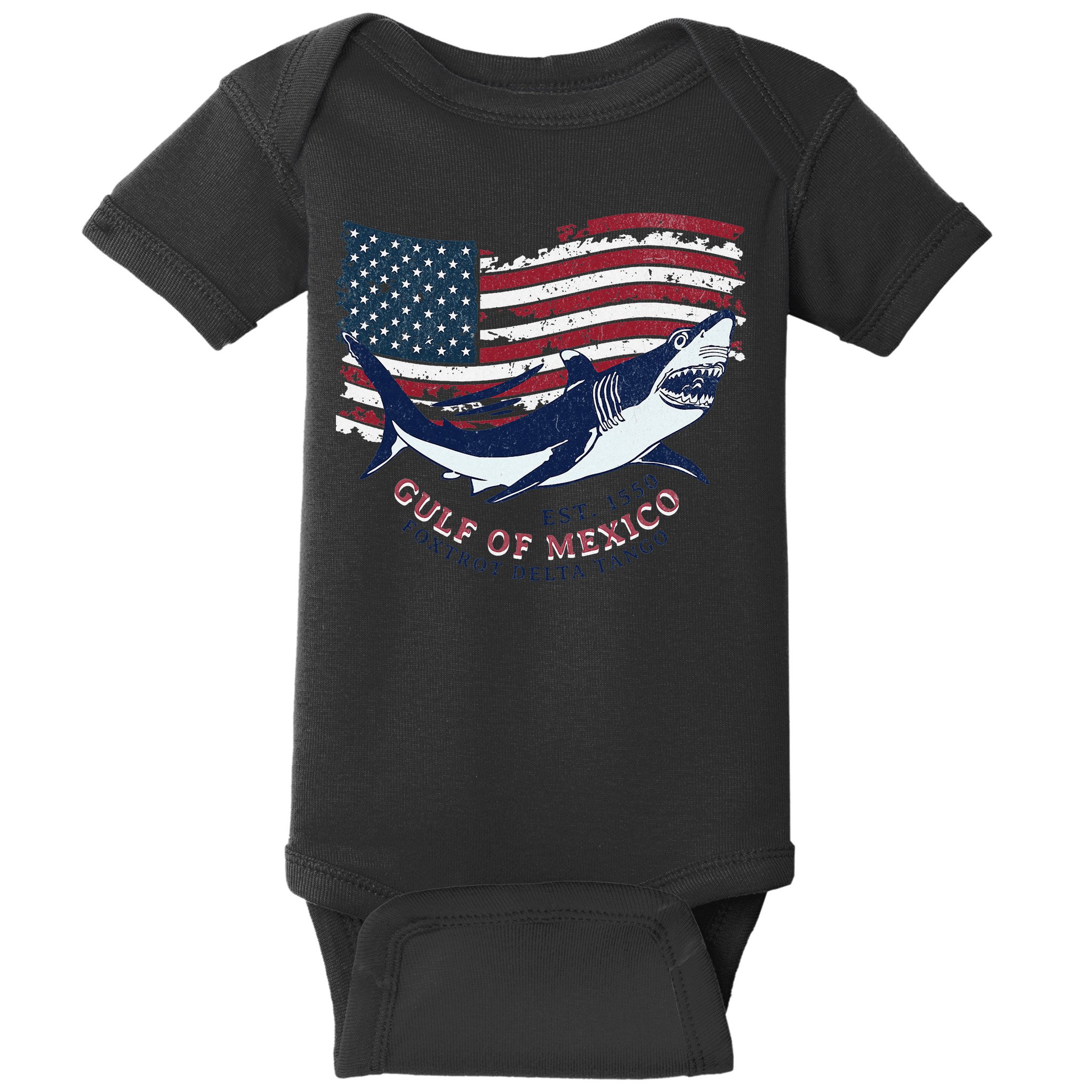 Foxtrot Delta Tango Shark Gulf Of Mexico Protest Baby Bodysuit