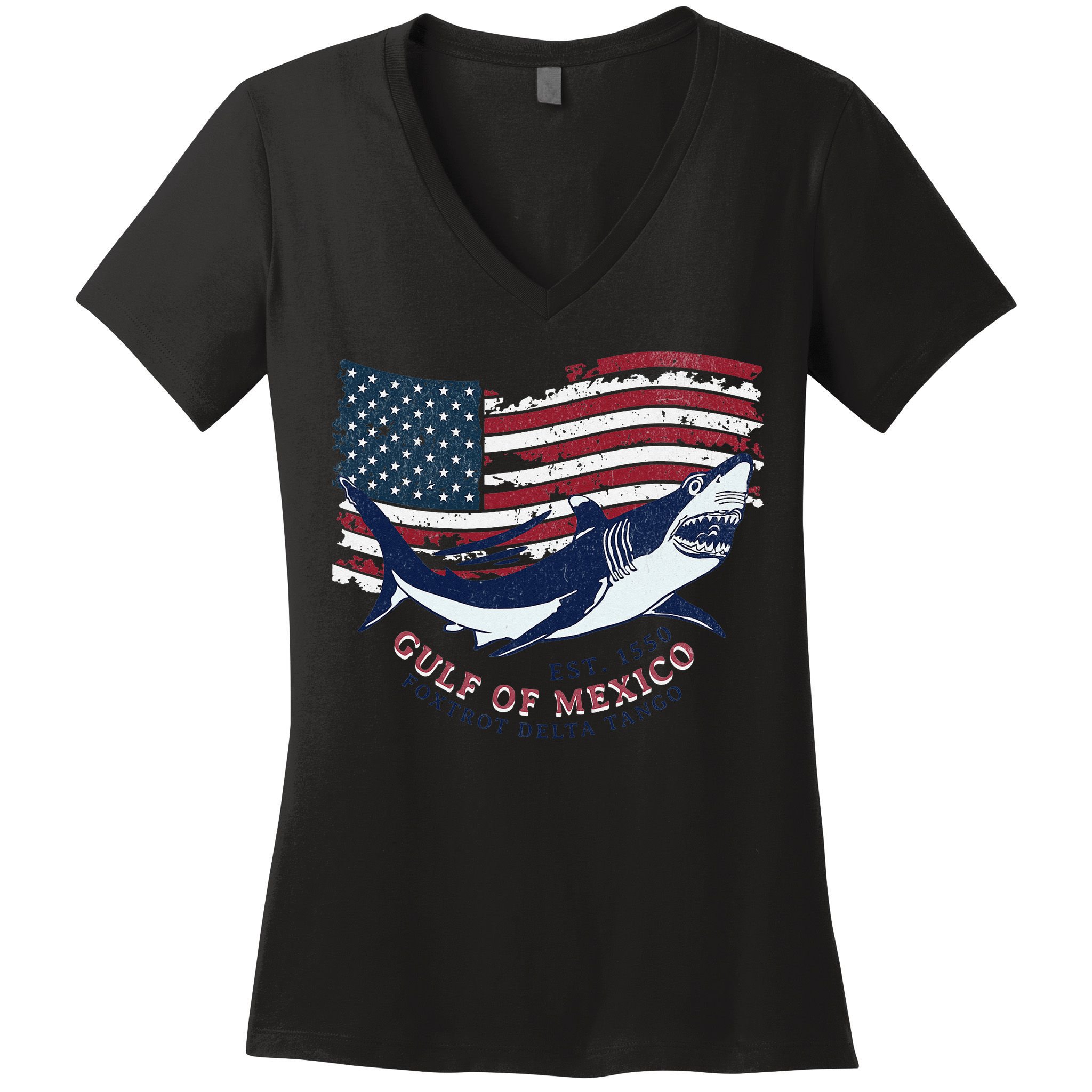 Foxtrot Delta Tango Shark Gulf Of Mexico Protest Women's V-Neck T-Shirt