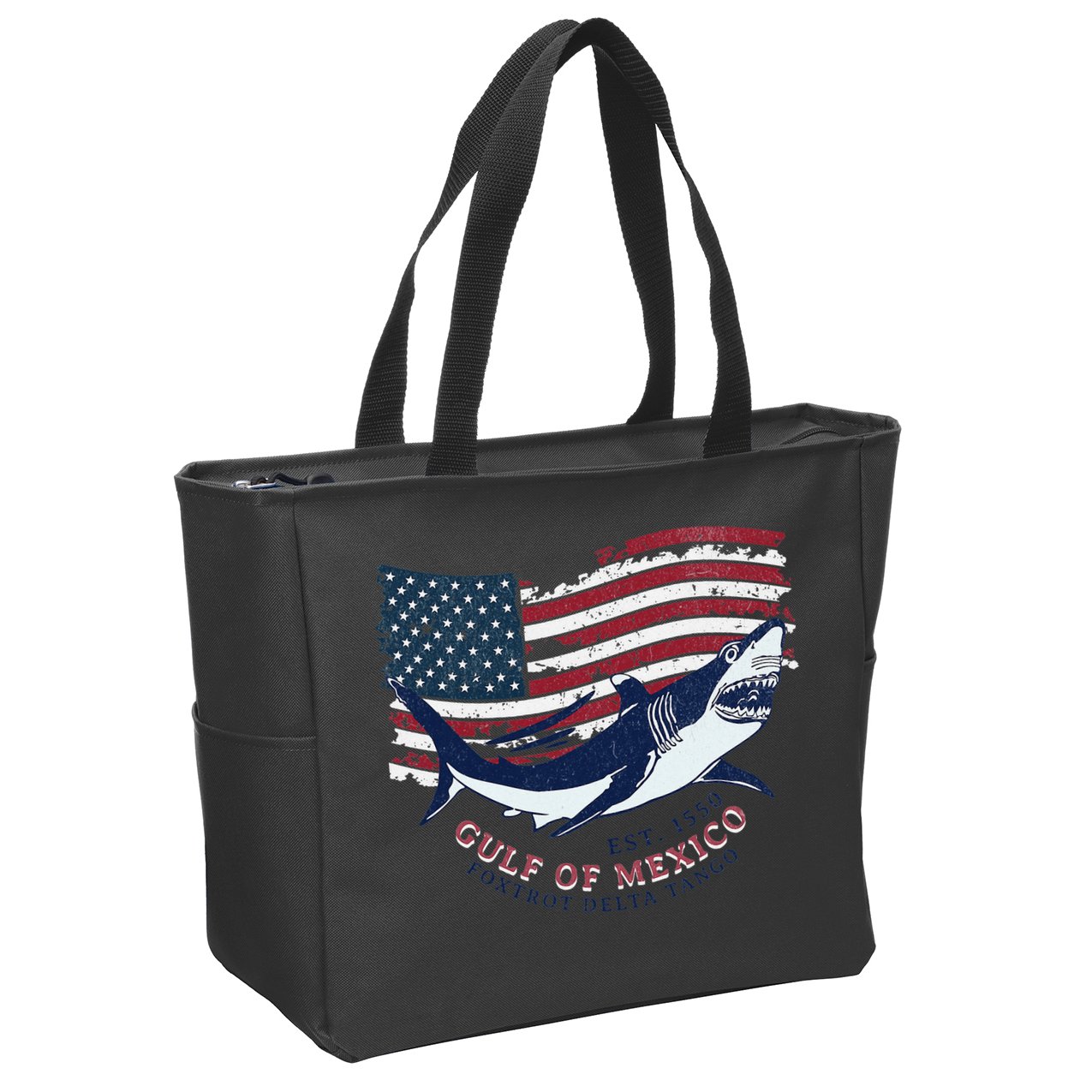 Foxtrot Delta Tango Shark Gulf Of Mexico Protest Zip Tote Bag