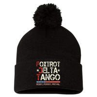 Foxtrots Delta Tangos Funny Foxtrots Delta Tangos Pom Pom 12in Knit Beanie