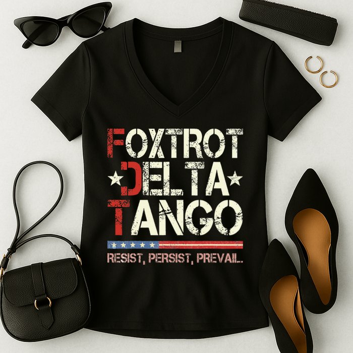 Foxtrots Delta Tangos Funny Foxtrots Delta Tangos Women's V-Neck T-Shirt